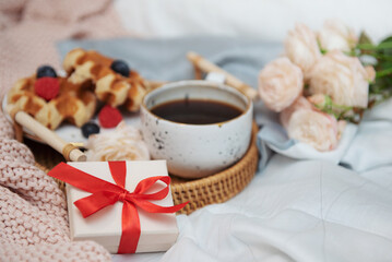 Romantic breakfast in bed