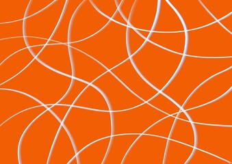 Abstract art background bright orange color with wavy white lines. Backdrop with curve fluid ribbon. Wave pattern.