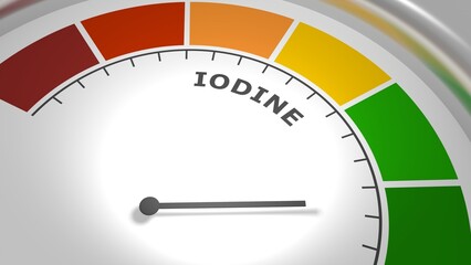 Iodine level abstract scale. Food value measuring. 3D render