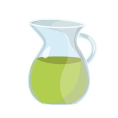 A jug of juice. Illustration of a kitchen jug in cartoon style. Green drink, freshly squeezed juice