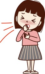 咳をする若い女性。