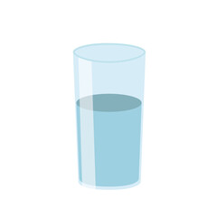 A glass of water. Transparent kitchen utensils in cartoon style