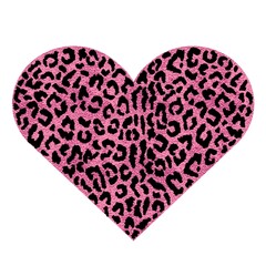 Heart with leopard spots. Pink metallic vector illustration.