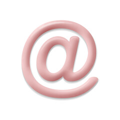 At sign social media notification. 3D pink glowing account name symbol. Email message profile send programming domain keyword vector illustration