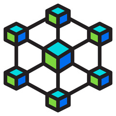 blockchain color line style icon
