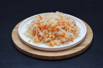 sauerkraut, cabbage and carrots after lactic acid fermentation.