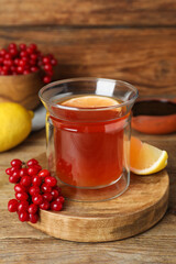 Immunity boosting drink and ingredients on wooden table