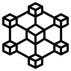 blockchain outline style icon - 485993344