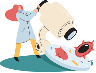 Antivirus vaccine. Scientists conducting scientific researches, laboratory assistants test tubes working in medical lab researchers making chemical experiments test liquids and equipment. Virus in lab