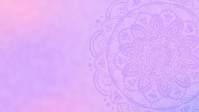 動くマンダラのイラストと美しいグラデーション水彩背景