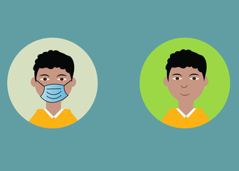 Man in medical protective mask. Healthy lifestyle, medicine, protection, epidemic, healthcare concept