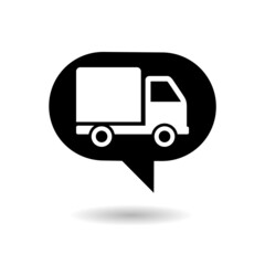 Delivery cargo truck vehicle icon with shadow