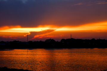 Fototapeta premium sunset over the city