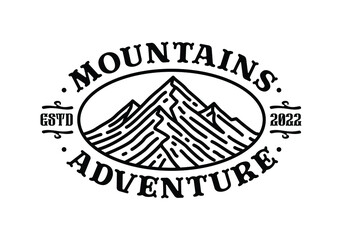 Mountain logo badge in line art