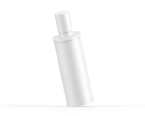 Blank plastic cosmetic bottle for branding and mockup, 3d render illustration.