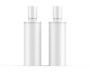 Blank plastic cosmetic bottle for branding and mockup, 3d render illustration.