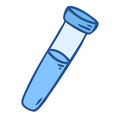 Test tube with a liquid. Chemical equipment. Hand drawn vector illustration.