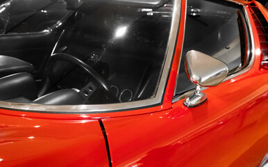 Close up of red vintage car