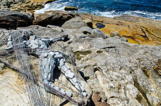 SYDNEY, AUSTRALIA. – On October 29, 2017 – " Stagnation " is a sculptural artwork by Elyssa Sykes-Smith at the Sculpture by the Sea annual events free to the public sculpture exhibition.
