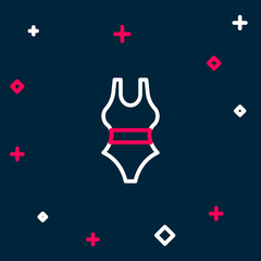 Line Swimsuit icon isolated on blue background. Colorful outline concept. Vector