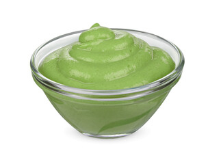 Wasabi in a bowl isolated on white background