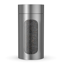 Food jar with dry wild black rice isolated on white background