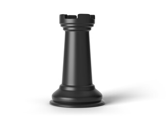 Black Chess Rook Gaming Figure isolated on white background