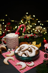 Gift box full of Traditional German or Austrian Vanillekipferl vanilla kipferl cookies