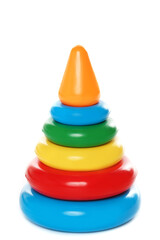 Colorful plastic stacking rings toy for little kids.