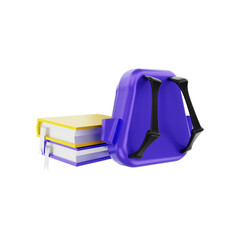 3d rendering educational School Bags And Books icon