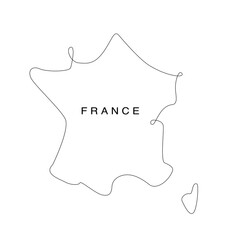 Line art France map. continuous line europe map. vector illustration. single outline.