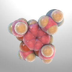 Mescaline molecule, a natural hallucinogenic substance present in the flesh of several cacti - obrazy, fototapety, plakaty