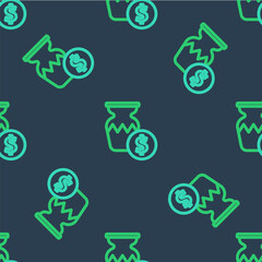 Line Auction ancient vase icon isolated seamless pattern on blue background. Auction bidding. Sale and buyers. Vector