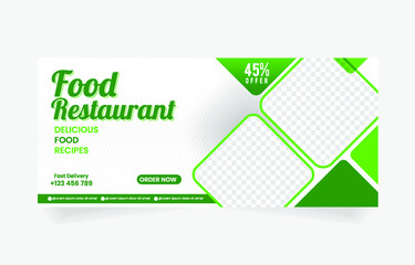 social media banner template food restaurant cafe