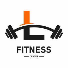 Fitness letter L  with barbell logo vector design. Suitable for business, web, sport, health, athlete and initial symbol