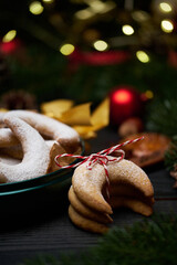 Gift box full of Traditional German or Austrian Vanillekipferl vanilla kipferl cookies