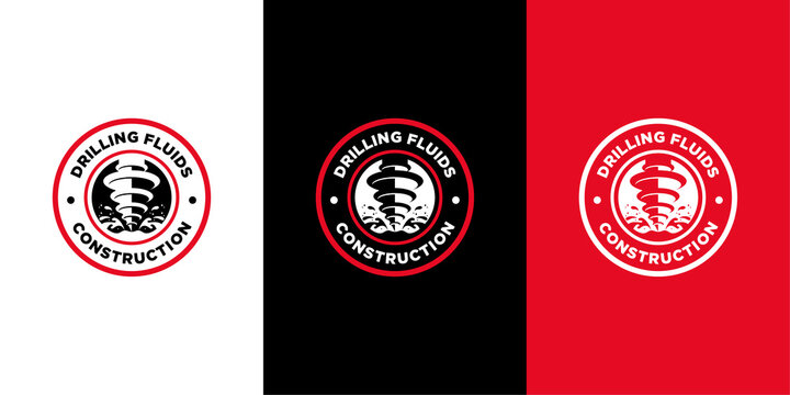 Emblem Drilling Drill Construction Industry Badge Circle Industrial Retro Simple Modern Vector Logo Design