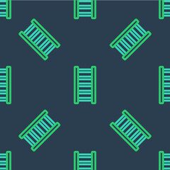 Line Fire escape icon isolated seamless pattern on blue background. Pompier ladder. Fireman scaling ladder with a pole. Vector