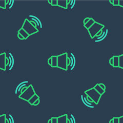Line Megaphone icon isolated seamless pattern on blue background. Speaker sign. Vector