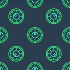Line Sound mixer controller icon isolated seamless pattern on blue background. Dj equipment slider buttons. Mixing console. Vector
