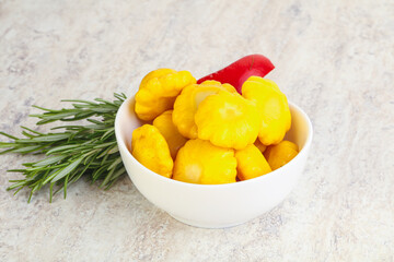 Pickled yellow patisson natural snack