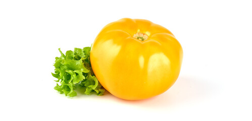 Fresh juicy tomatoes, isolated on white background.