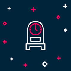 Line Antique clock icon isolated on blue background. Colorful outline concept. Vector