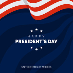 Obraz na płótnie Canvas Happy Presidents Day in USA celebrate design with waving United States of America national flag. Vector illustration.