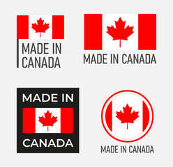 Obraz na płótnie Canvas made in Canada labels, Canadian product emblems set