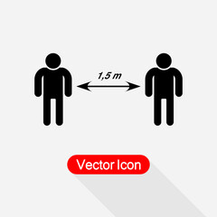 Social Distancing Sign, People Keeping Distance Icon Vector Illustration Eps10