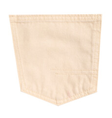 Stylish beige denim pocket isolated on white