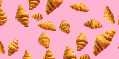 croissant print on pink background with black shadow