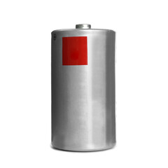 New D battery isolated on white. Dry cell