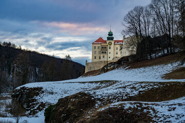 Castle in Pieskowa Skala in the evening